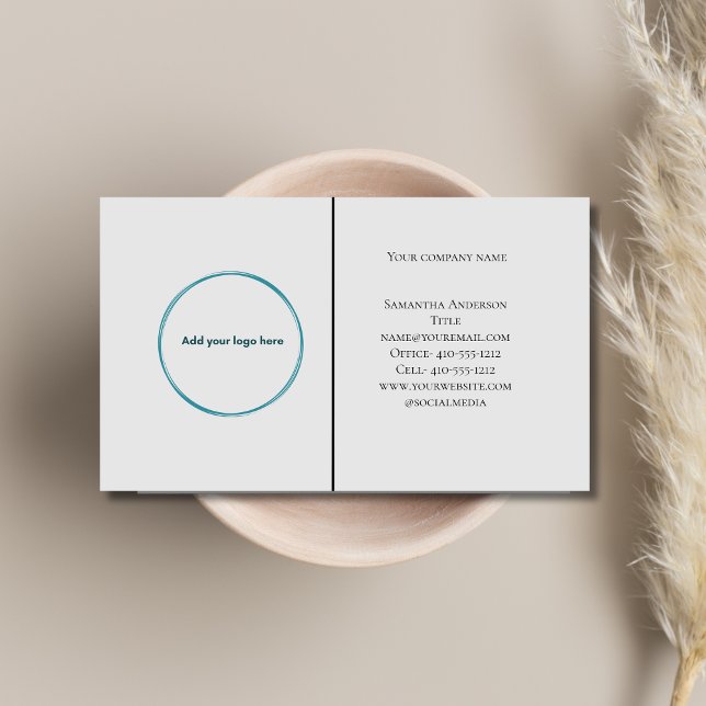 Logo Black White Gray Minimalist Professional Calling Card (Logo Business Card Light Gray- Add your Logo on one side and other information on the other side.)