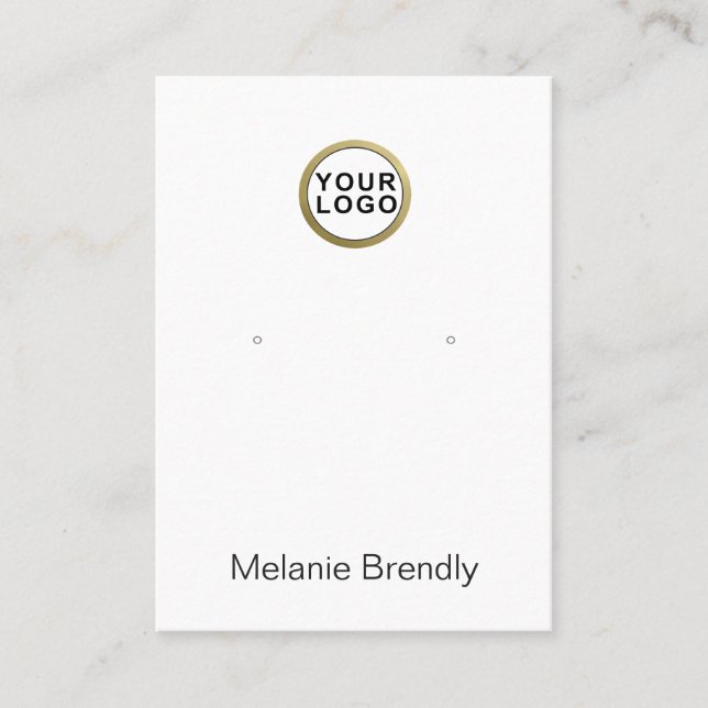 Logo Black White Jewelry Earring Display Business Card (Front)