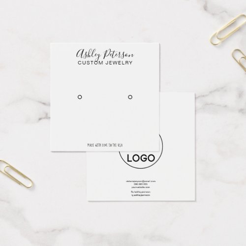 Logo black white minimalist stud earring display