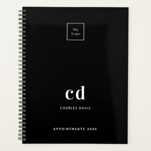 Logo black white monogram initials business 2025 planner