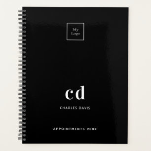Logo black white monogram initials business 2026 planner