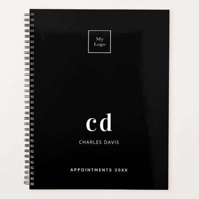 Logo black white monogram initials business 2026 planner (Front)