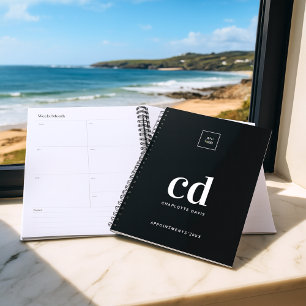 Logo black white monogram initials business 2026 planner