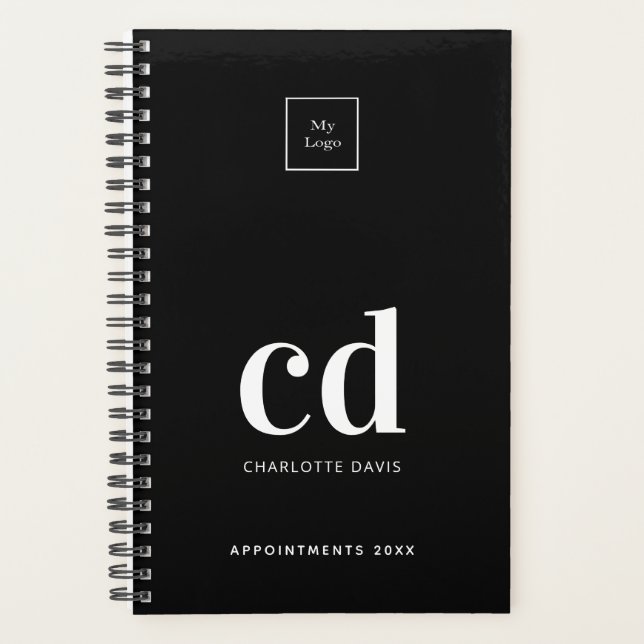 Logo black white monogram initials business 2026 planner (Front)