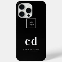 Logo black white monogram initials business  iPhone 15 pro max case