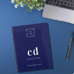 Logo blue white monogram initials business 2025 planner<br><div class="desc">Navy blue background and white text. Personalize and add your logo,  monogram initials,  and a title year. Your logo both on the front and the back.  Space for your website address on the  back.</div>