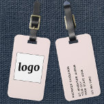 Logo Blush Pink Business Luggage Tag<br><div class="desc">Simple logo design for your business.  Replace the logo and details with your own and change the background color in the design tool to customize.  Ideal for as a promotional item to give to clients,  customers and employees,  and for business travel and trade shows.</div>