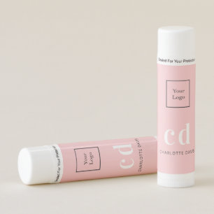 Logo blush pink monogram initials minimalist  lip balm
