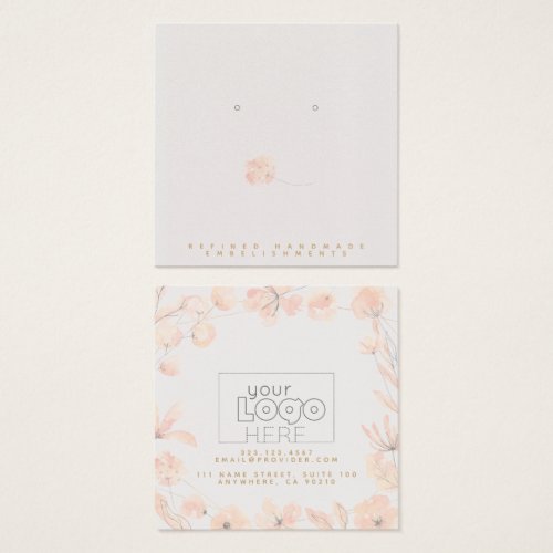 Logo Blush Watercolor Floral Earring Display Card