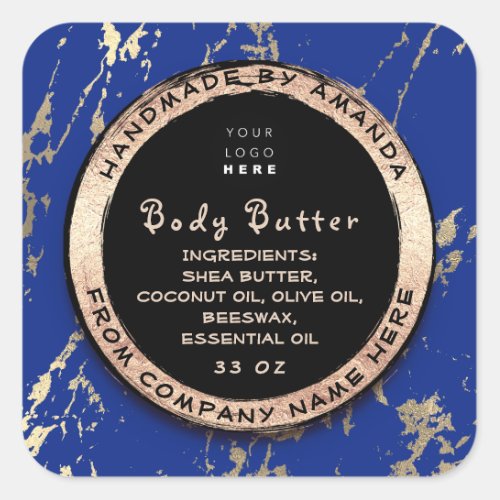  Logo Body Balm Butter Cosmetic Gold Blue Gold  Square Sticker