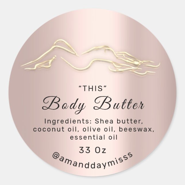 Logo  Body Oil Balm Cosmetic Packaging Logo  Classic Round Sticker (Front)