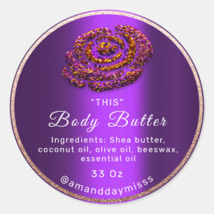 Logo Body Oil Balm Cosmetics Packaging PurplePlum Classic Round Sticker