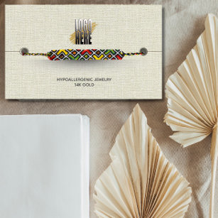 Logo Bracelet Display  Beige Linen  business Card