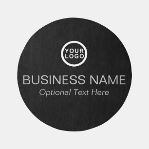 Logo Brand Name Modern Black Round Rug