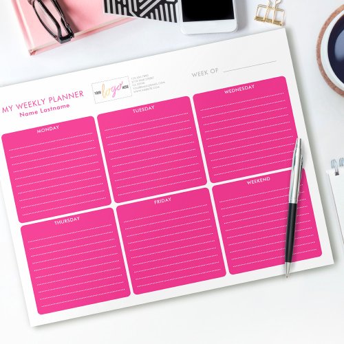  Logo Bright Pink Simple Undated Weekly Planner Notepad