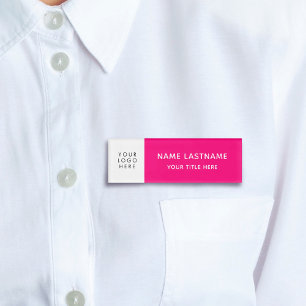 Logo Bright Pink White Modern Minimal Magnet Title Name Tag