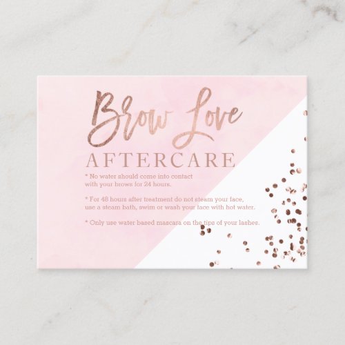 Logo brows rose gold blush watercolor aftercare business card