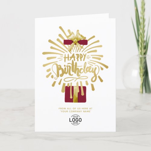 Logo Burgundy Gift Gold Fireworks Group Birthday Card