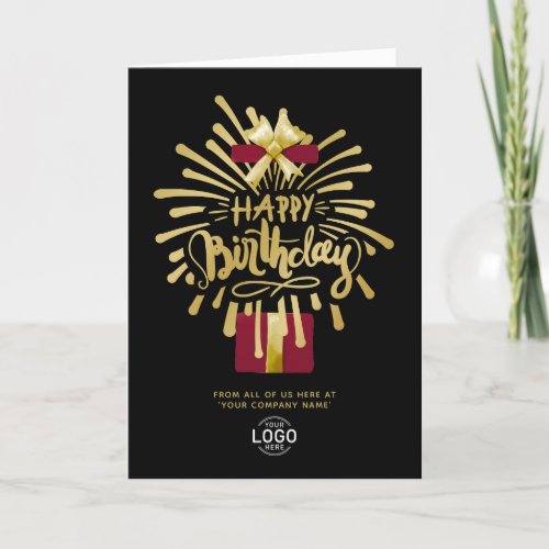 Logo Burgundy Gold Fireworks Black Group Birthday Card