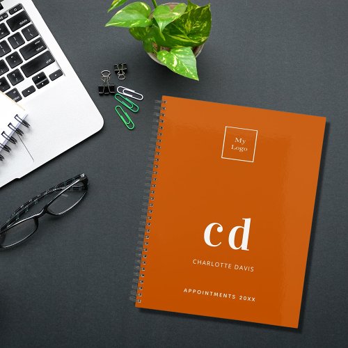 Logo burnt orange monogram initials business 2025 planner