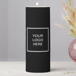 Logo Business Black Minimalist Corporate  Pillar Candle