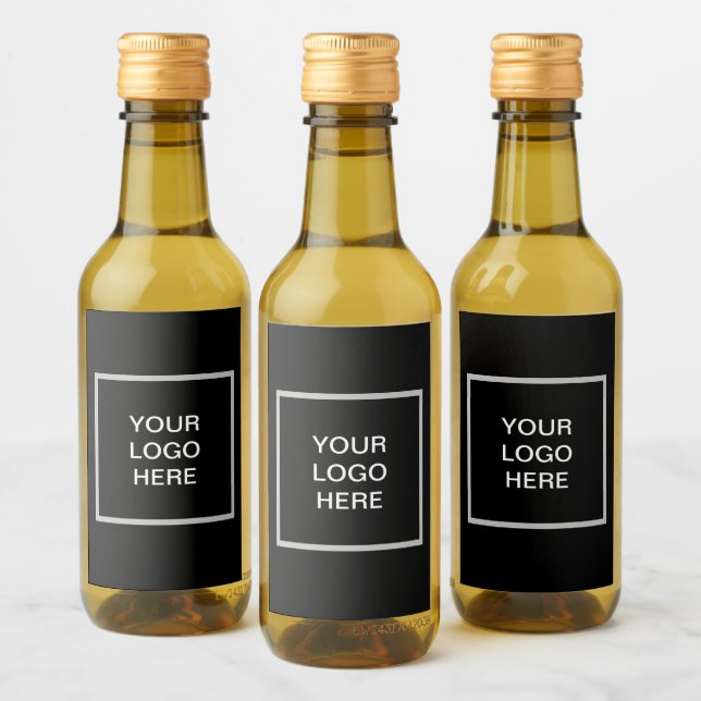 Logo Business Black Minimalist Corporate  Wine Label (Bottles)