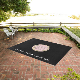 Logo Business Branding Office Black Outdoor Rug