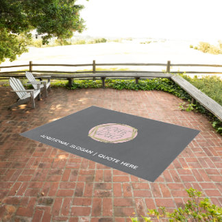 Logo Business Branding Office Gray Outdoor Rug
