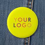 Logo Business Branding Vibrant Yellow Button<br><div class="desc">Make a lasting impression with a personalized button featuring your logo or image. Perfect for business branding, events, or personal flair, this custom button is an easy, eye-catching way to promote your brand or express yourself. Pin it on jackets, bags, or lanyards to share your message everywhere you go. Ideal...</div>