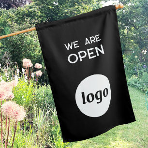 Logo Business Branding We Are Open Black House Flag