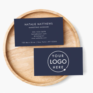 Logo Business Card   Modern Professional Navy Blue