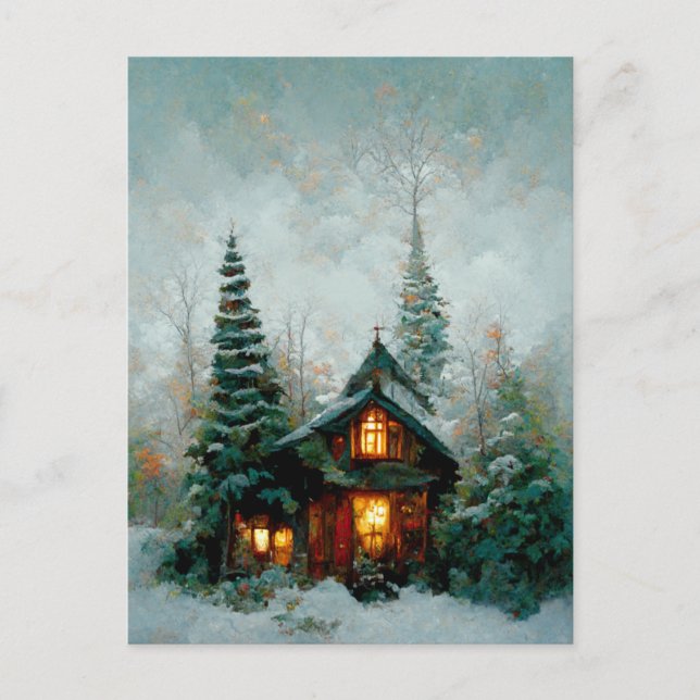 Logo Business Christmas Cottage Postcard (Front)