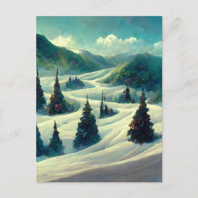 Logo Business Christmas Landscape Postcard (Front)