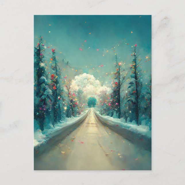 Logo Business Christmas Lights Road Postcard (Front)