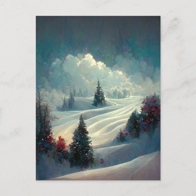 Logo Business Christmas Tree Landscape Postcard (Front)