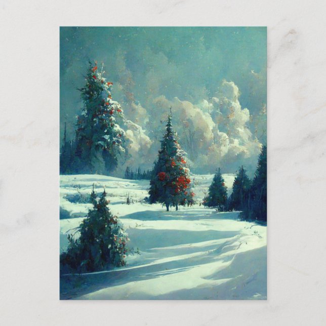 Logo Business Christmas Tree Landscape Postcard (Front)