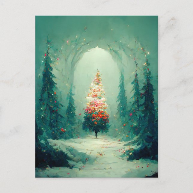 Logo Business Christmas Tree Postcard (Front)