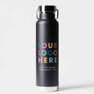 Logo Business Corporate Company Minimalist Black Water Bottle
