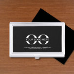 Logo Business Corporate Company Minimalist Business Card Case<br><div class="desc">A simple custom black business template in a modern minimalist style that can easily be updated with your company logo and text. Designed with a horizontal logo banner image (2560 x 1440 px), you can customize by changing the text and image using the fields provided, or use the "message" button...</div>