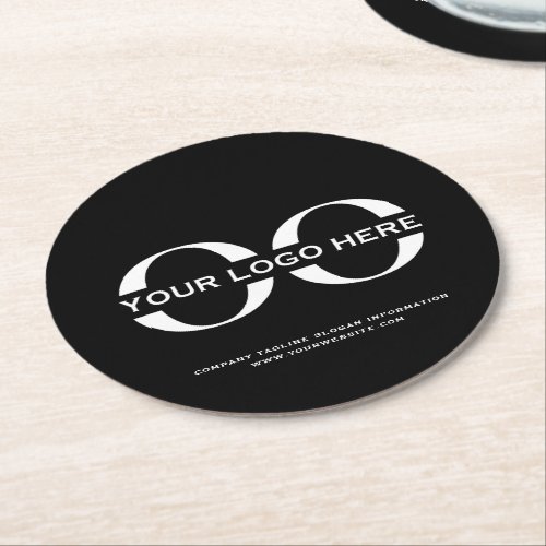 Logo Business Corporate Company Minimalist Round Paper Coaster