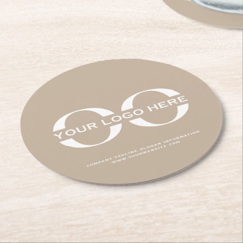Logo Business Corporate Company Minimalist Round Paper Coaster