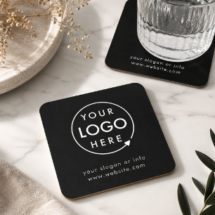 Logo Business Corporate Company Minimalist Square Paper Coaster