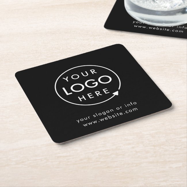 Logo | Business Corporate Company Minimalist Square Paper Coaster