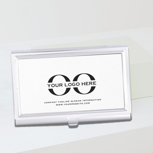 Logo Business Corporate Company Minimalist White Business Card Case