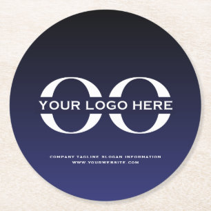 Logo Business Corporate Company Navy Blue Round Paper Coaster
