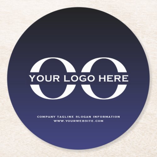 Logo Business Corporate Company Navy Blue Round Paper Coaster