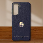 Logo Business Corporate Company Samsung Galaxy S21 Case<br><div class="desc">A simple custom navy blue business template in a modern minimalist luxury style that can be easily updated with your company logo and text. Designed with a template brushed metallic gold logo emblem,  you can customize by changing the text and image using the fields provided.</div>