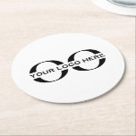 Logo Business Corporate Company White Round Paper Coaster<br><div class="desc">A simple custom white business template in a modern minimalist style that can easily be updated with your company logo and text. Designed with a horizontal logo banner image (2560 x 1440 px), you can customize by changing the text and image using the fields provided, or use the "message" button...</div>