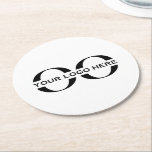 Logo Business Corporate Company White Round Paper Coaster<br><div class="desc">A simple custom white business template in a modern minimalist style that can easily be updated with your company logo and text. Designed with a horizontal logo banner image (2560 x 1440 px), you can customize by changing the text and image using the fields provided, or use the "message" button...</div>