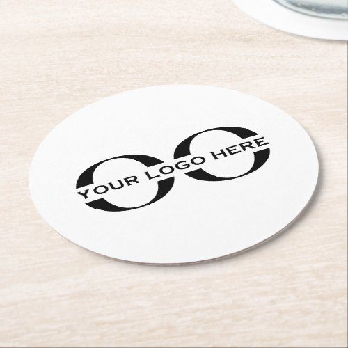 Logo Business Corporate Company White Round Paper Coaster